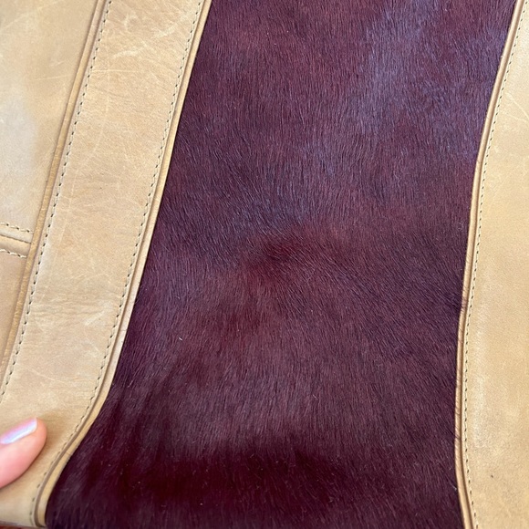 All Saints leather tote bag with deep burgundy pony skin insert - Picture 4 of 16